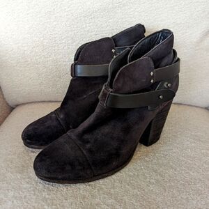 Rag & Bone Black Suede mini cowboy boots booties